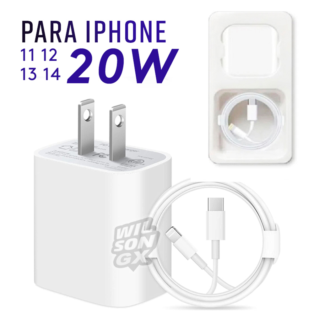 Cargador De Carga Rapida para IPhone 12 13 14 de 20W lightning