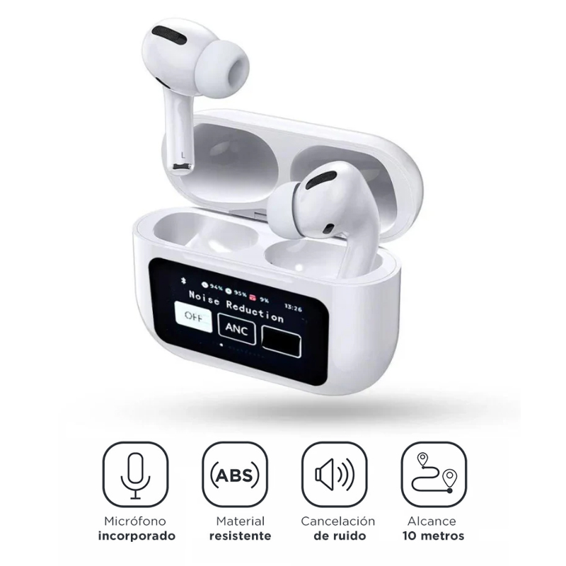 Audífonos Bluetooth con Pantalla Táctil Estilo Airpods Pro Inalambricos ENC-ANC