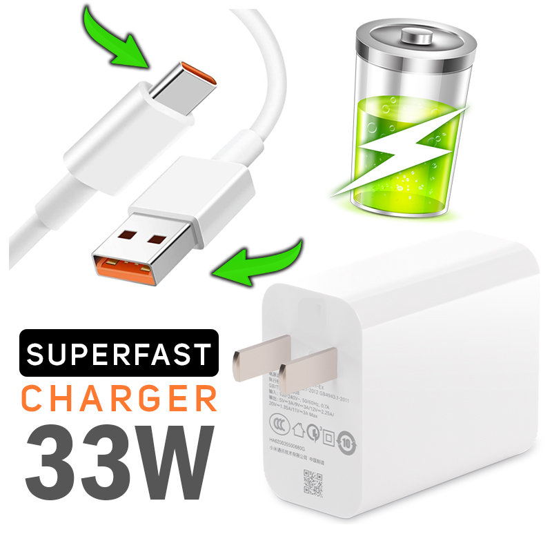 Cargador Para Xiaomi Carga Rápida Turbo 33W Cable Tipo-C Redmi
