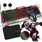 Combo gamer teclado metálico retroiluminado mouse led 6b pad luces