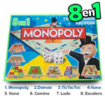 Monopoly Clásico Juego de Mesa 8 en 1 + Damas Ajedrez Ludo etc