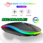 Mouse inalambrico recargable rgb led 3200 dpi 2.4 ghz bluetooth