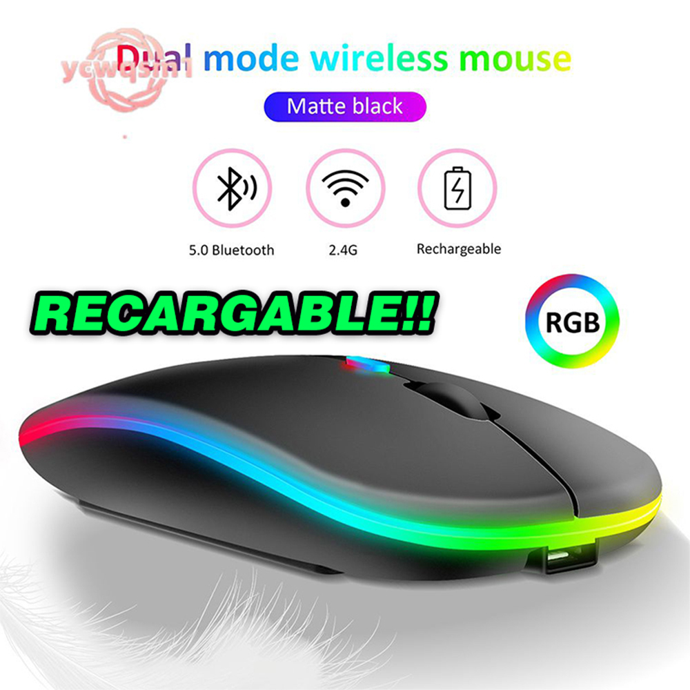 Mouse inalambrico recargable rgb led 3200 dpi 2.4 ghz bluetooth