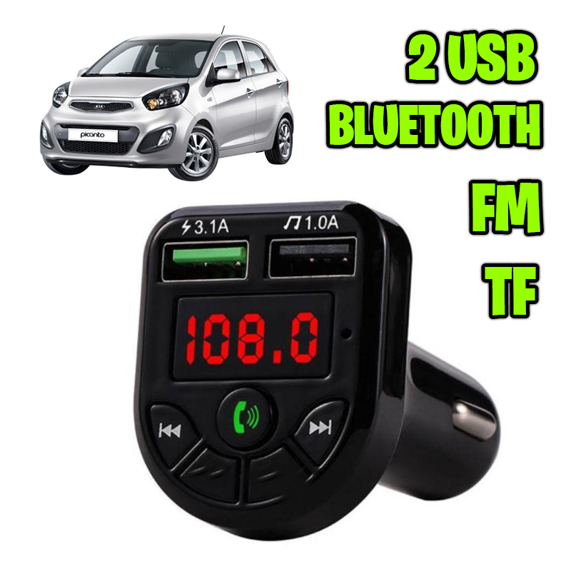 Transmisor Fm Bluetooth Mp3 para Auto Doble USB Manos Libre