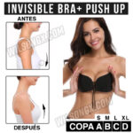 Brasier invisible lavable con levantador Push Up A B C D Negro