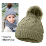 Gorro lana tejido invierno forro polar para niños unisex