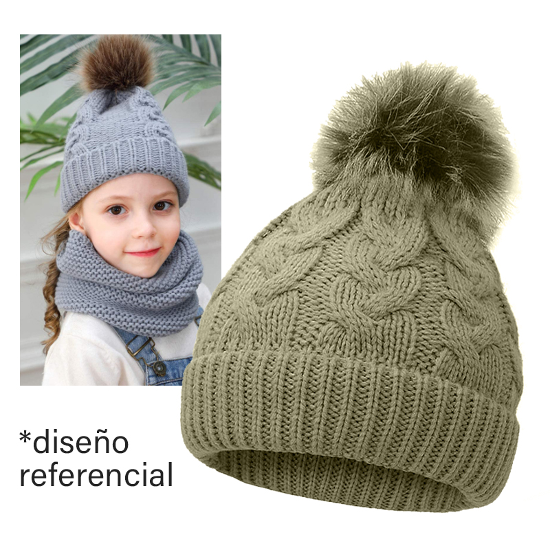 Gorro lana tejido invierno forro polar para niños unisex