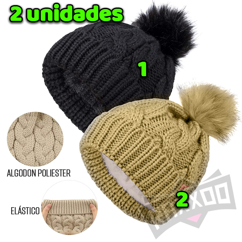 Combo Gorro lana tejido invierno polar para niños unisex