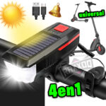 Luz solar para bicicleta o scooter electrico + timbre y bocina