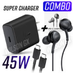 Combo Cargador para Samsung 45w Carga Rapida + Audifonos tipo AKG
