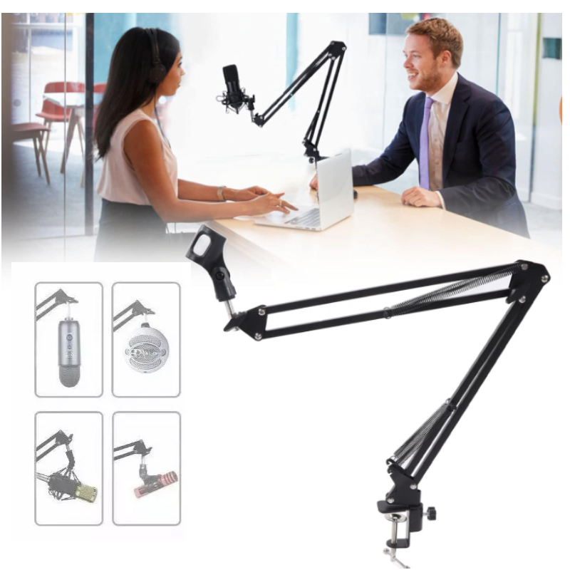 Soporte Brazo Para Micrófono Giratorio 360° con Base Ajustable a Mesa