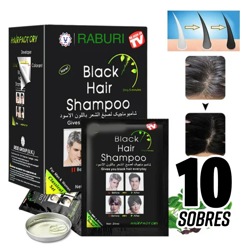 Shampoo tinte de Canas para Cabello y Barba UNISEX 10 sachets