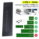 Case Disco M2 Ngff Nvme Sata Ssd DUAL A Usb 3.0 Y Tipo C 3.1