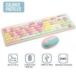 Kit Teclado y Mouse Inalámbrico para Niña Rosado Multicolor para PC