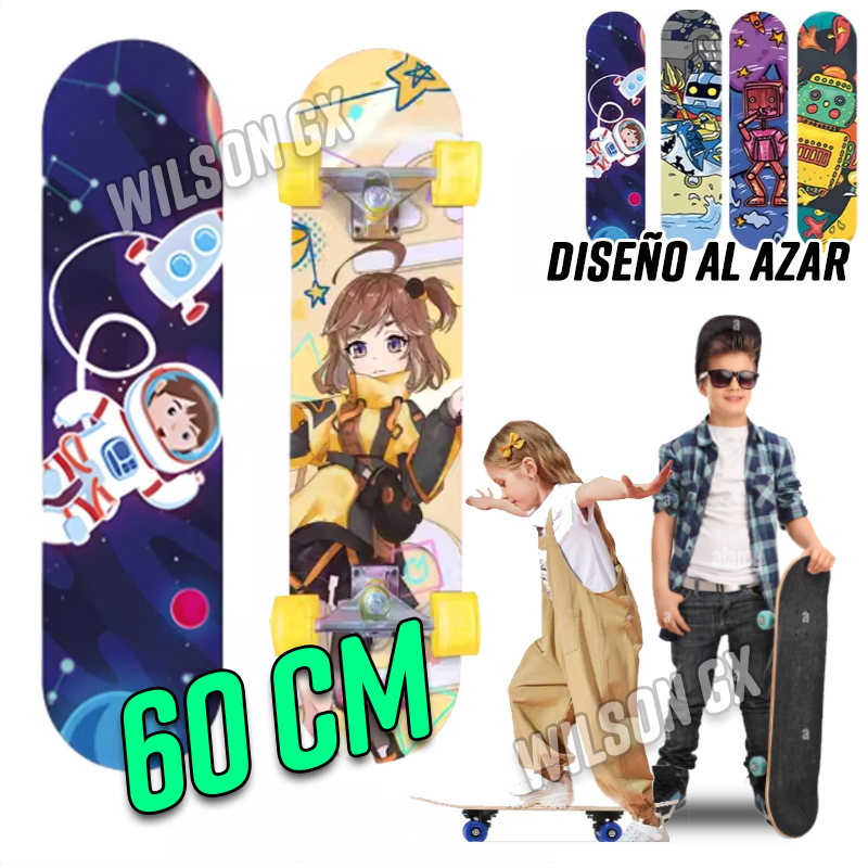 Skate para Niños 60 cm Skateboard Patineta p Principiantes