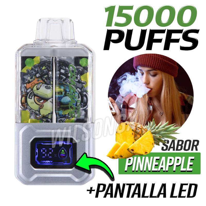 Vape recargable 15000 Puffs Sabor Piña + Pantalla Led Vaper
