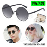 Lentes de Sol Redondos Vintage Coreano Lennon Unisex - Negro
