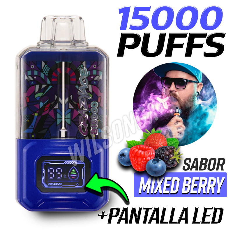 Vape recargable 15000 Puffs Mixed Berry + Pantalla Led Vaper