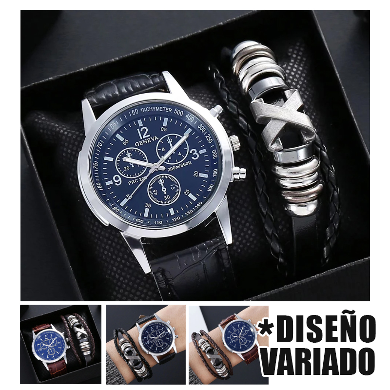 Kit Reloj con pulsera brazalete para hombre Cadena Varon