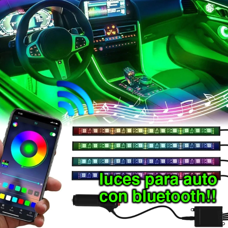 Luces led para interior de auto luz carro con Bluetooth