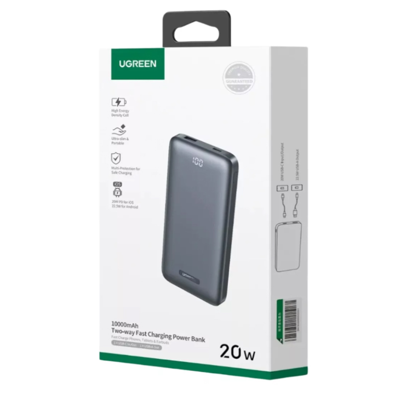 Power Bank Cargador portátil UGREEN Ultra 10000mAh USB-A + USB-C PB198