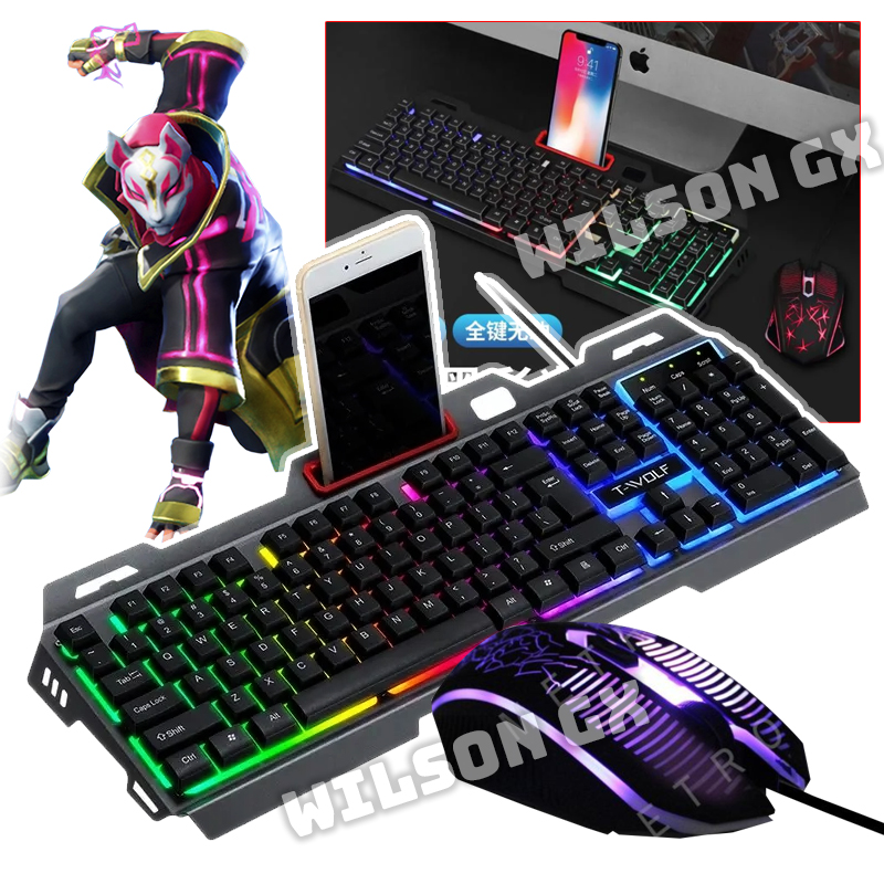 Kit Combo Gamer Teclado Metálico Mouse RGB con luces para PC