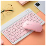Kit Teclado Y Mouse Bluetooth Morado Recargable Pc Tablet  iPad  Rosa