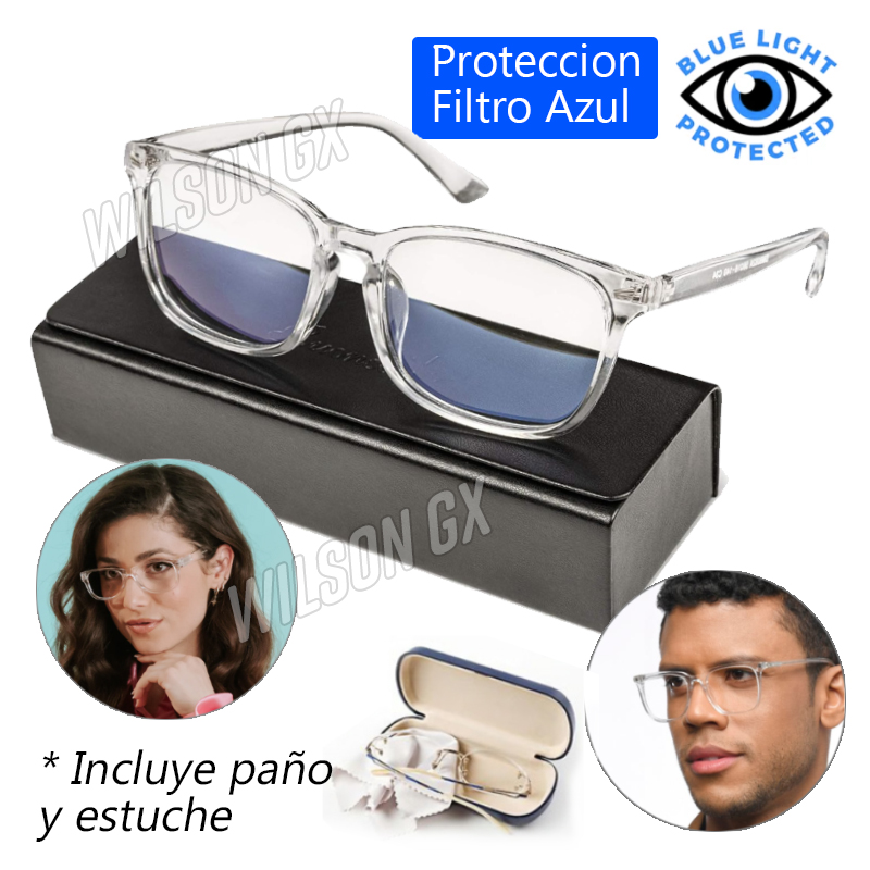 Lentes con Protección Filtro Azul + Estuche Transparentes Unisex