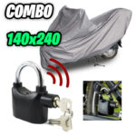 Combo Cobertor para Moto Grande + Candado Alarma antirrobo