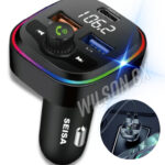 Transmisor Cargador Cenicero RGB para Auto 20w 2 USB 1 Tipo C
