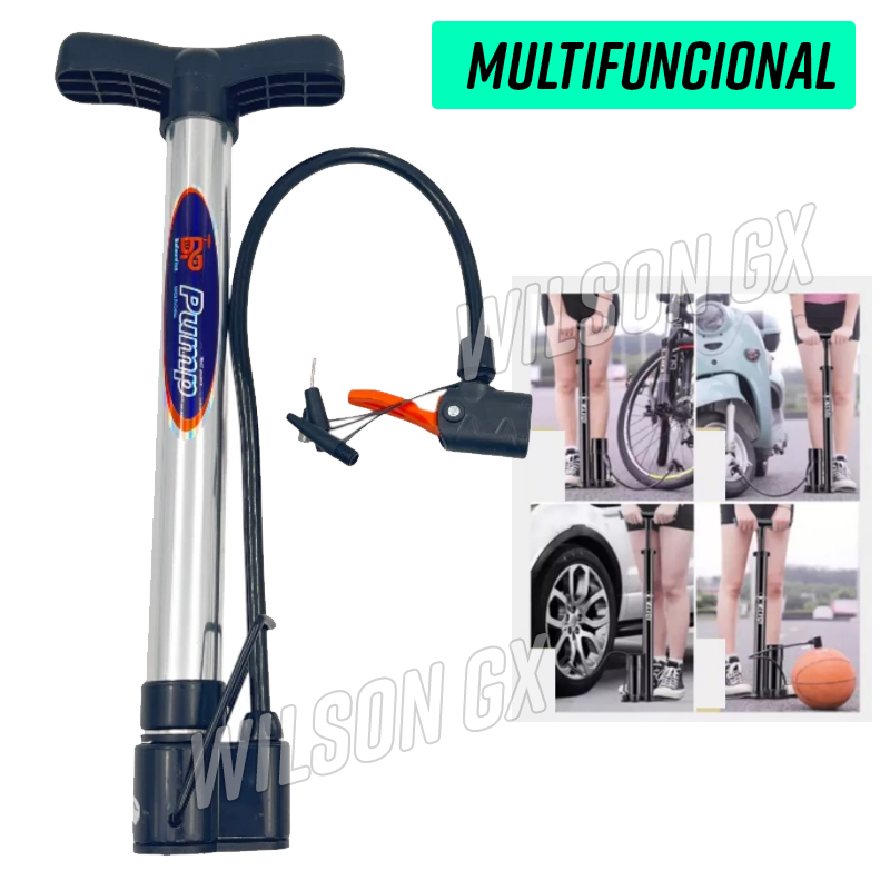 Inflador Multifuncional de Aluminio Bicicleta Pelota Puff
