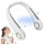Ventilador de Cuello Recargable Portátil Ajustable USB Blanco