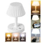 Lampara 2 Usb + 3 Tomacorriente + 3 Tonos Luz Led Dormitorio Oficina
