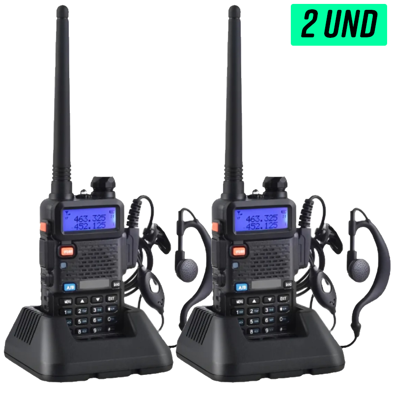 Kit 2 Walkie Talkie Pantalla Radio 2 VIAS ST-UV5R 128 Canales 1-7 KM