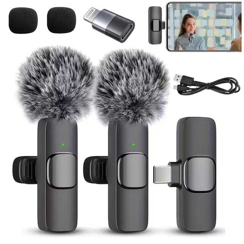 Kit Micrófono Inalámbrico Solapero para Tipo C y Iphone + Filtro