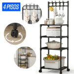 Estante Organizador 4 niveles Multiuso + Rueda 138 cm Cocina Dormitorio